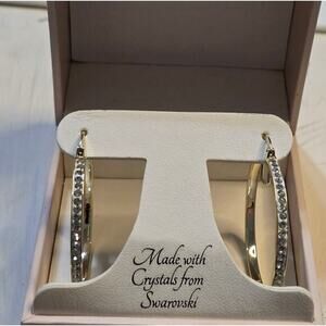 Swarovski Pave Crystal Jeweled Hoop‎ Earrings New